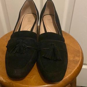 J. Jill Juliette Kylie Black Suede Leather Kiltie Block Mid Heel Pumps 9.5